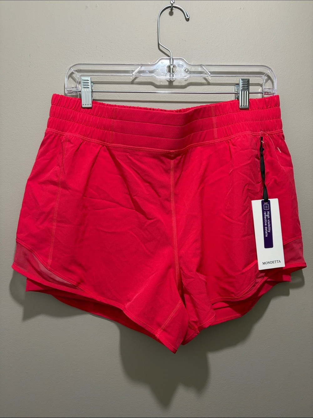 Mondetta Women's Athletic Shorts Azalea Pink hi-vis size large